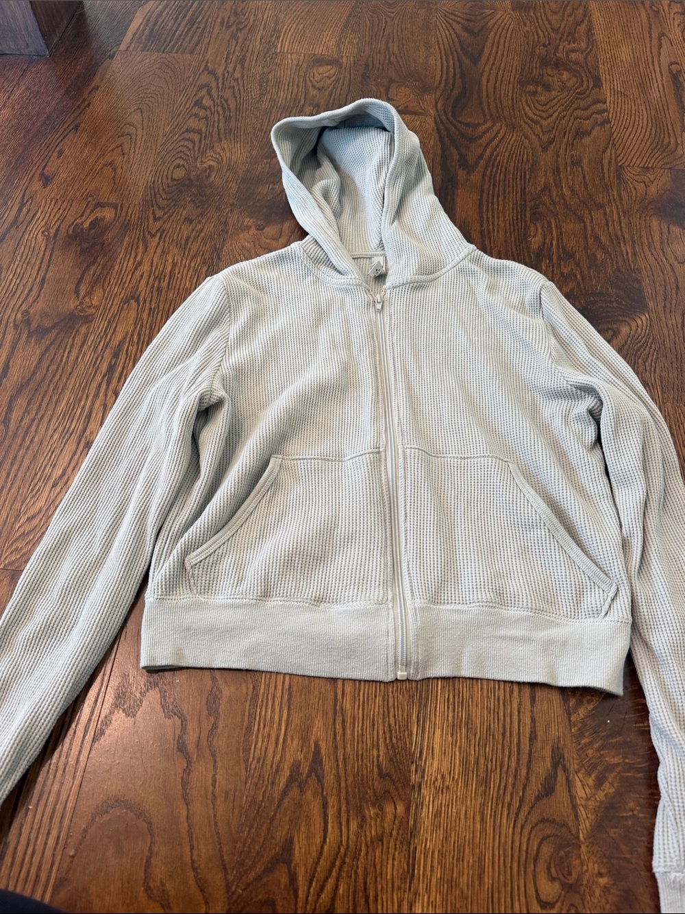 SKIMS Light Gray Waffle Knit Zip Hoodie